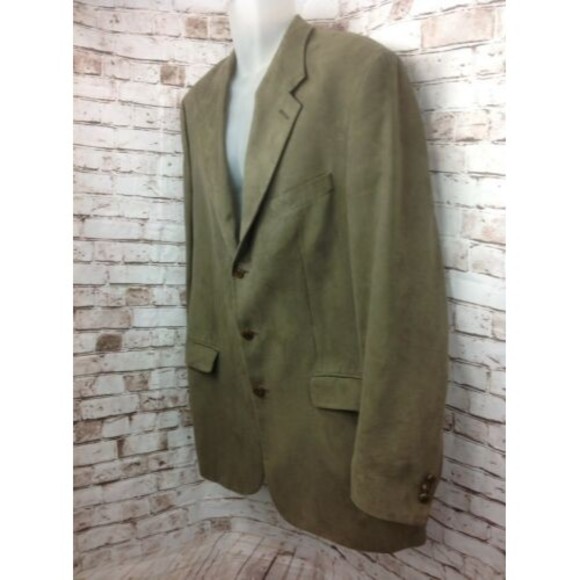 CHAPS RALPH LAUREN Blazer Jacket Microfiber Faux Brown Suede Mens Sz 42 - Picture 11 of 12